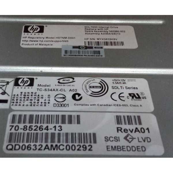 Used Tape drive HP SDLT600 360286-002 serveur-occasion.com