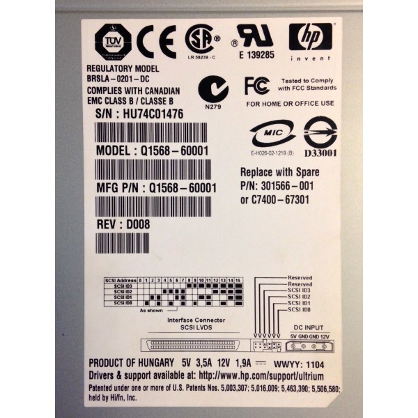 Used Tape drive HP LTO1 301566-001 serveur-occasion.com