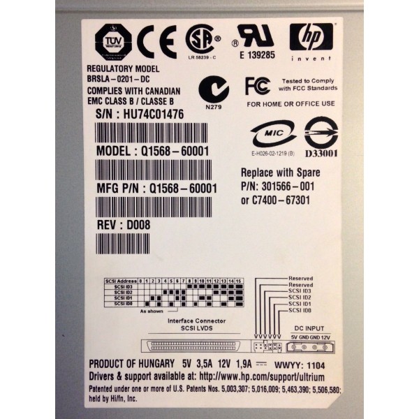 Tape Drive LTO1 HP 301566-001