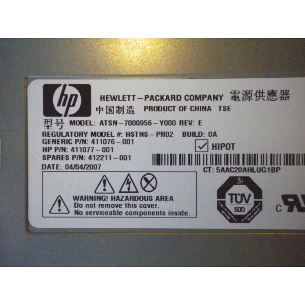 411077-001 ALIMENTATION HP DL360G5 411076-001 412211-001 HSTNS-PRO2