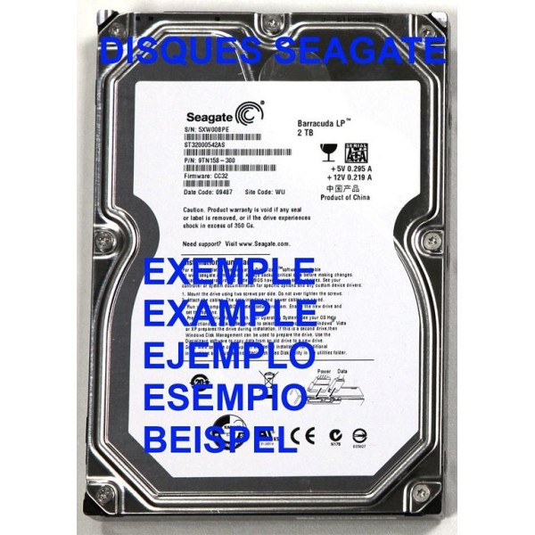  Disque Dur SEAGATE ST3750630SS SAS 3.5" 7200rpm 750 Gigas 