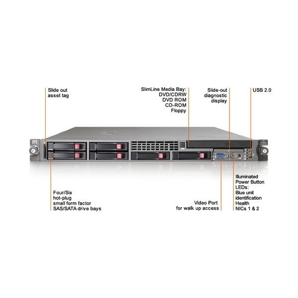  Serveur Hp Proliant DL360 G5 1 x Xeon Quad core E5430 2.66 Ghz 