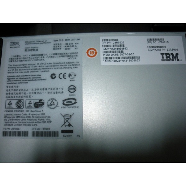 Unidad de cinta usada IBM LTO3 23R5922 serveur-occasion.com