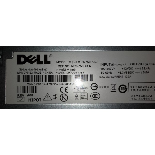 Alimentation DELL Y8132 pour Poweredge 2950