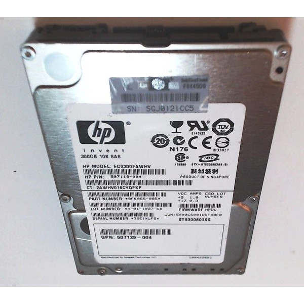 Disque dur HP 507119-004 SAS 2.5" 300 Gigas 10 Krpm