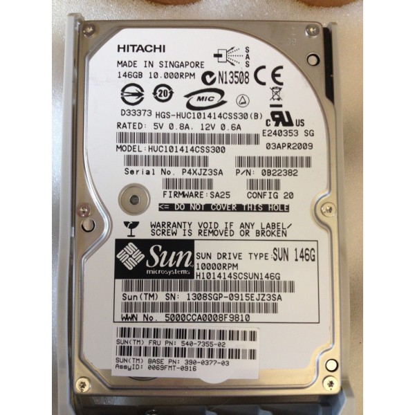 Hard Drive SUN 390-0377-02 SAS 2.5" 146 Gigas 10 Krpm