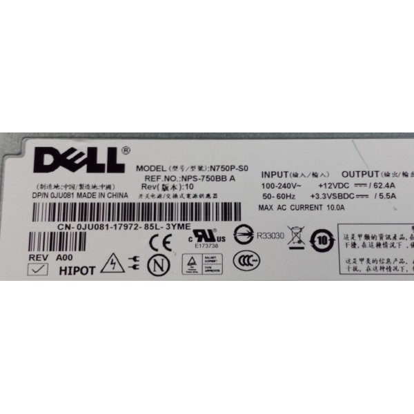 Fuente de Alimentacion de ocasion DELL 0JU081 serveur-occasion.com