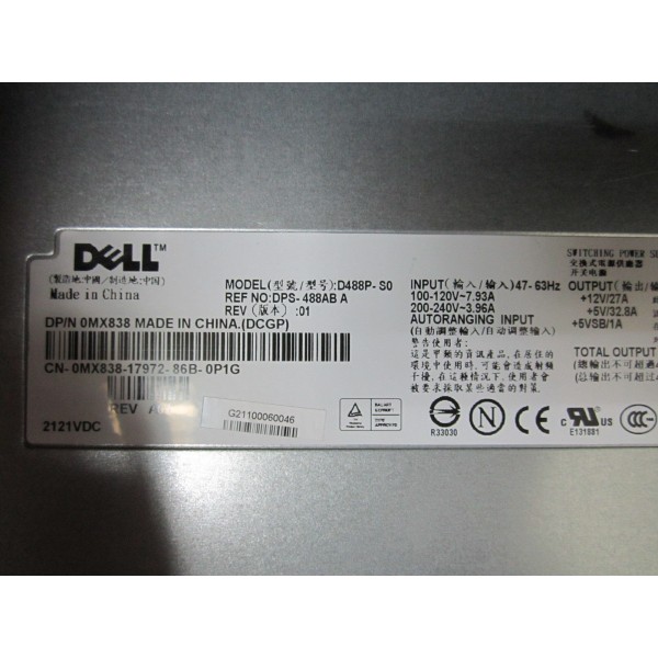 Alimentation DELL 0MX838 pour MD1000/MD3000