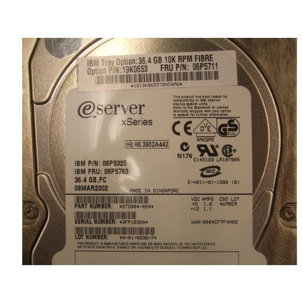 Disco Duro IBM 19K0653 FIBRE 3.5" 36 Gigas 10 Krpm