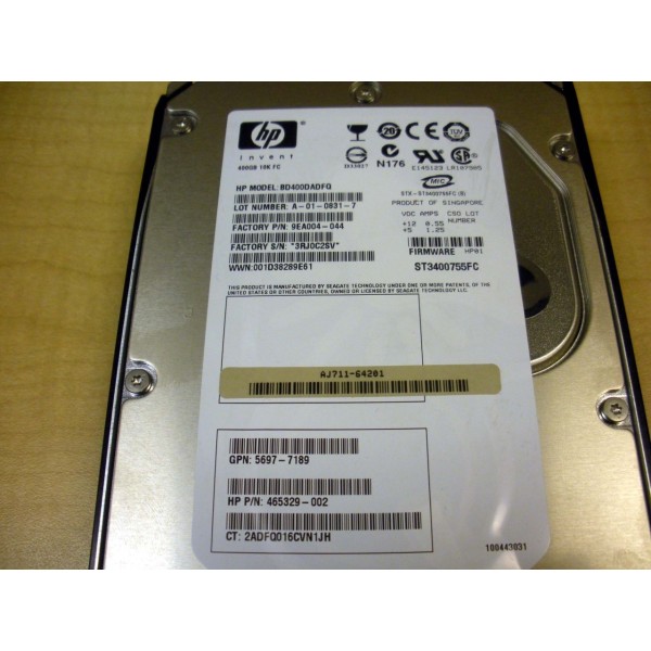 Disque Dur HP Fibre Channel 3.5 10Krpm 400 Gb 466277-001