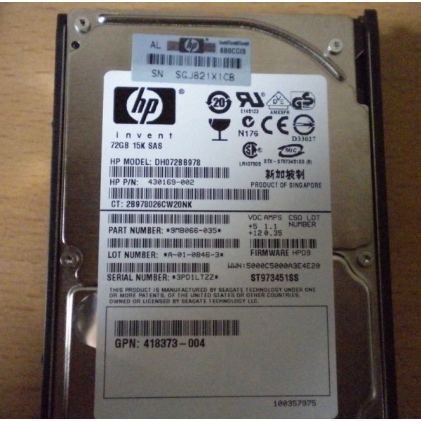 Disque Dur Hp SAS 2.5 15Krpm 72 Gb 418398-001