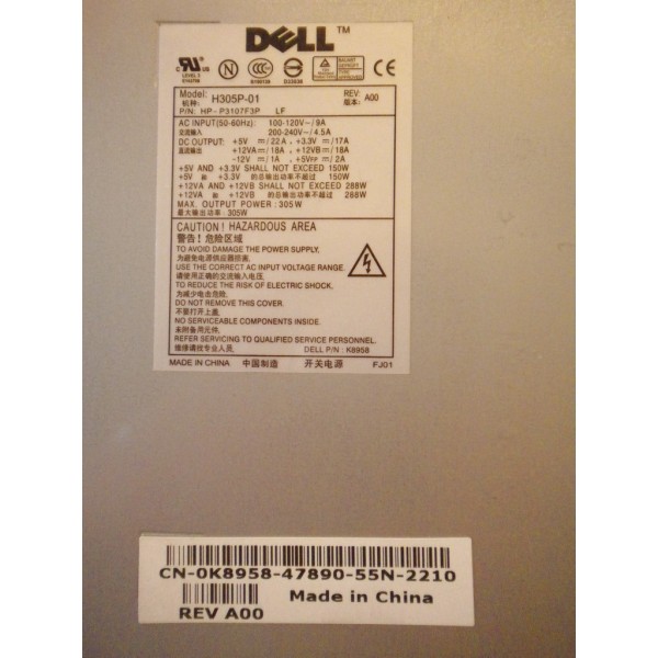 Alimentation pour Dell Poweredge SC430 Ref : UF345