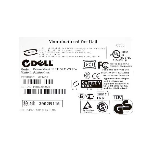 Used Tape drive DELL DLT VS80 0T1453 serveur-occasion.com