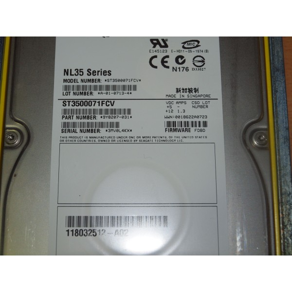 Disque dur DELL XP036 FIBRE 3.5" 500 Gigas 7200 Rpm