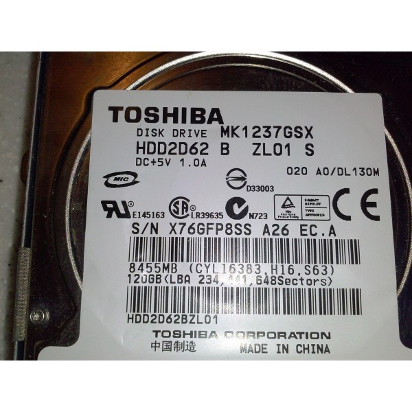 Fujitsu 80GB MK1237GSX SATA HDD