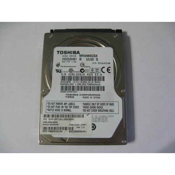 Fujitsu 640 Gb MK6465GSX SATA HDD