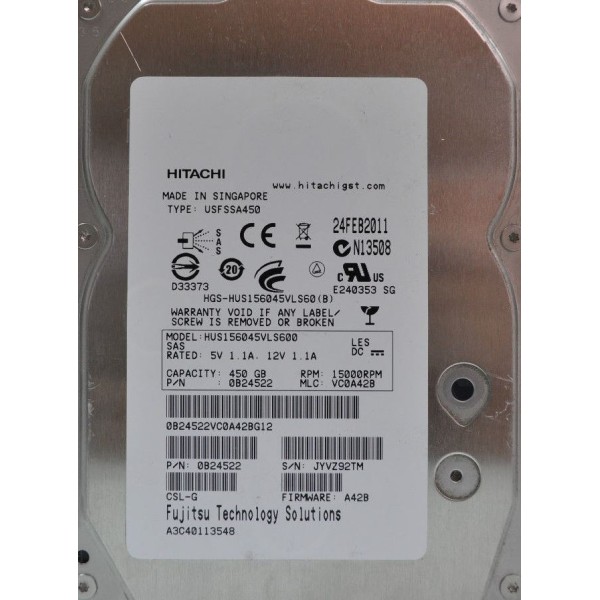 Disque Dur HITACHI SAS 3.5 15Krpm 450 Gb HUS156045VLS600