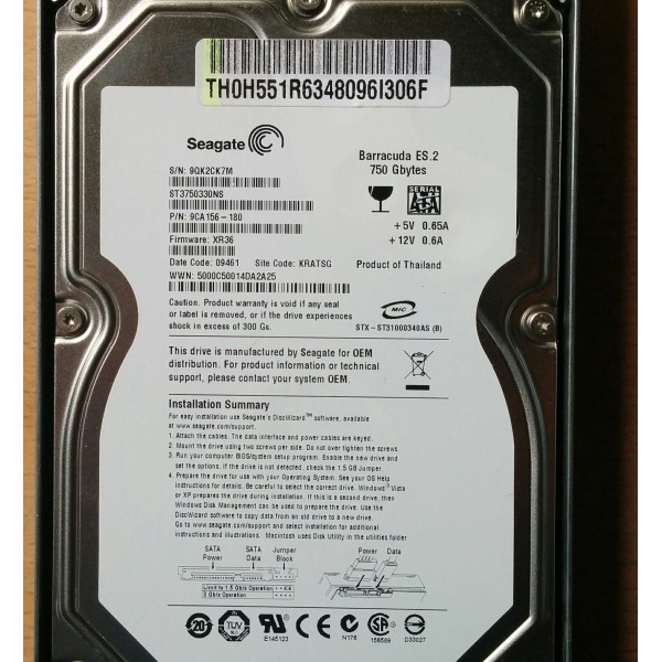 Disque Dur EQUALLOGIC SEAGATE 0935228 Sata 3.5" 7200rpm 750 Gigas