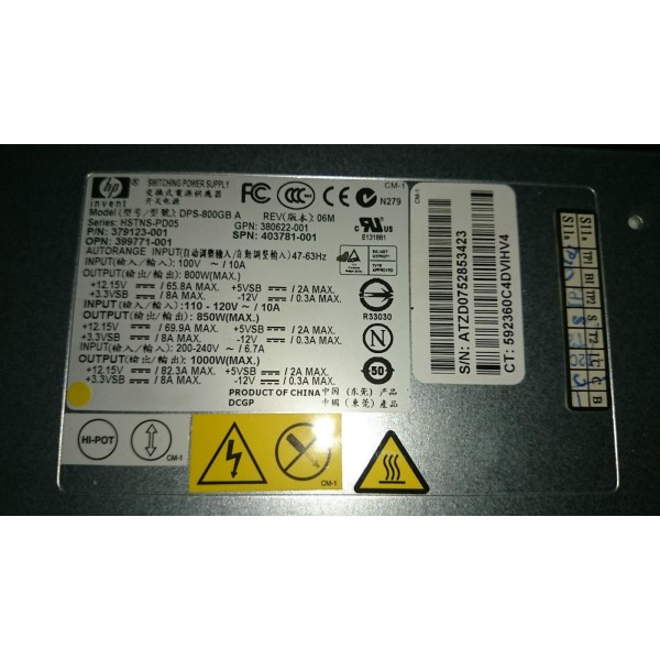 Netzteil HP 350/370/380G5  DPS-800GB A
