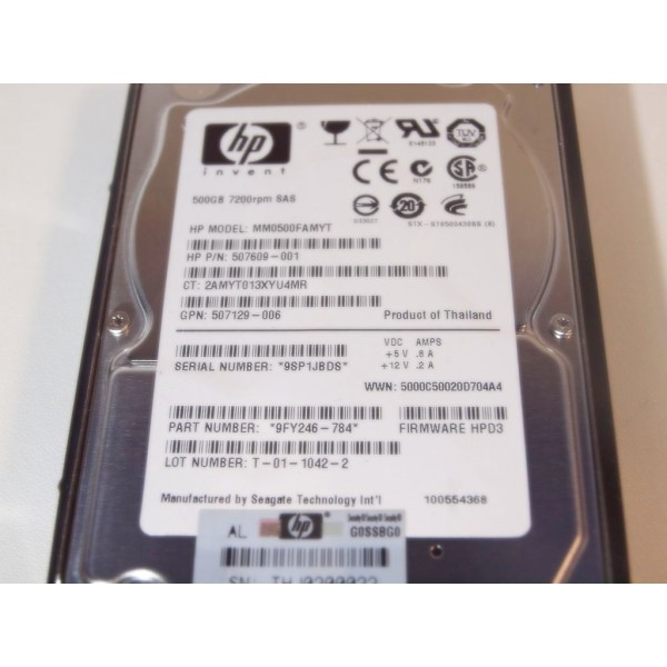 Dischi HP 507129-006 500 Gigas SAS  2.5" 7200 Rpm