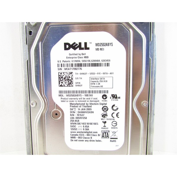 DELL Disk drive H962F 250 Gigas SATA 3.5" 7200 Rpm
