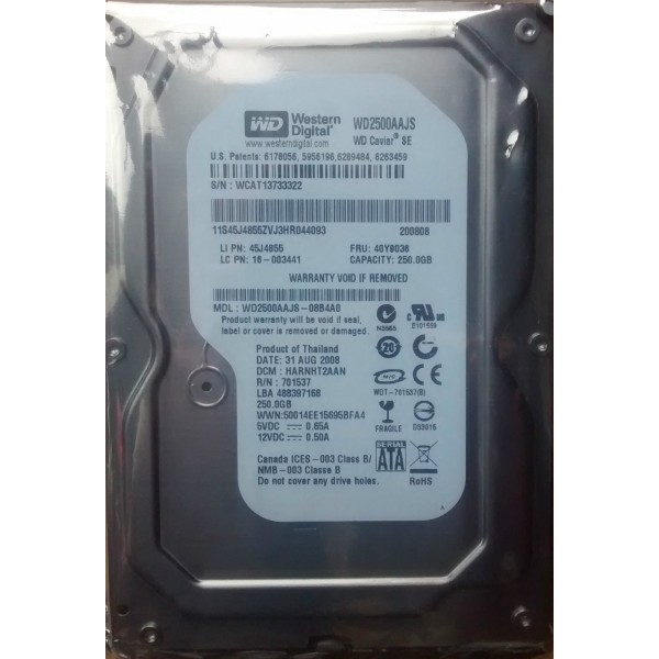 WD Disk drive WD2500AAJS 250 Gigas SATA II 3.5" 7200 Rpm