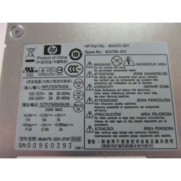 Alimentation pour HP Ref : DPS-240HB A