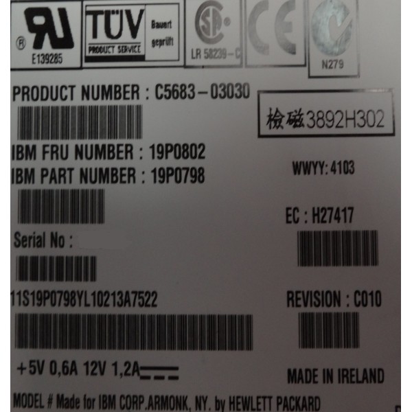 Tape Drive DDS4 IBM 19P0798