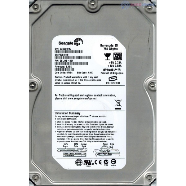 Disco duro SEAGATE ST3750640NS 750 Gigas SATA II 3.5" 7200 Rpm