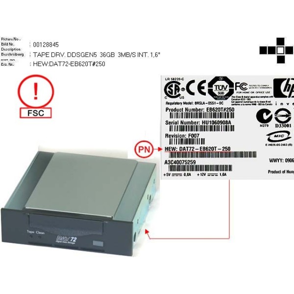 Tape Drive DAT72 HP DAT72-EB620T-250