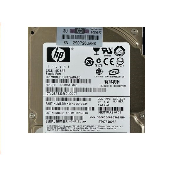 Hard Drive HP 9F4066-033 SAS 2.5" 72 Gigas 10 Krpm