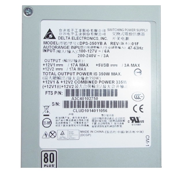 Alimentation DPS-350YB A pour FUJITSU Primergy RX100 S6