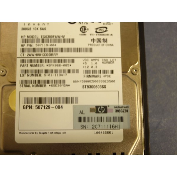 Hard Drive HP 507284-001 SAS 2.5" 300 Gigas 10 Krpm