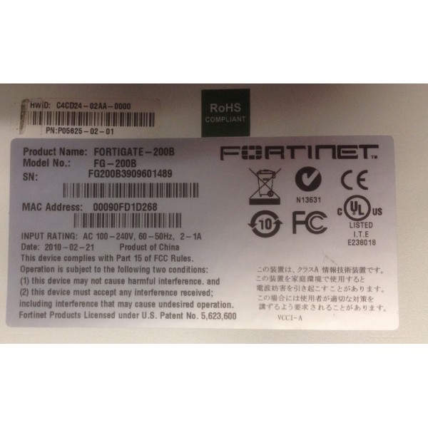 Firewall  FORTINET :  FORTIGATE-200B