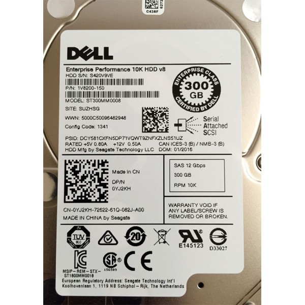 Disque dur DELL YJ2KH -R SAS 2.5" 10 Krpm 300 Gigas