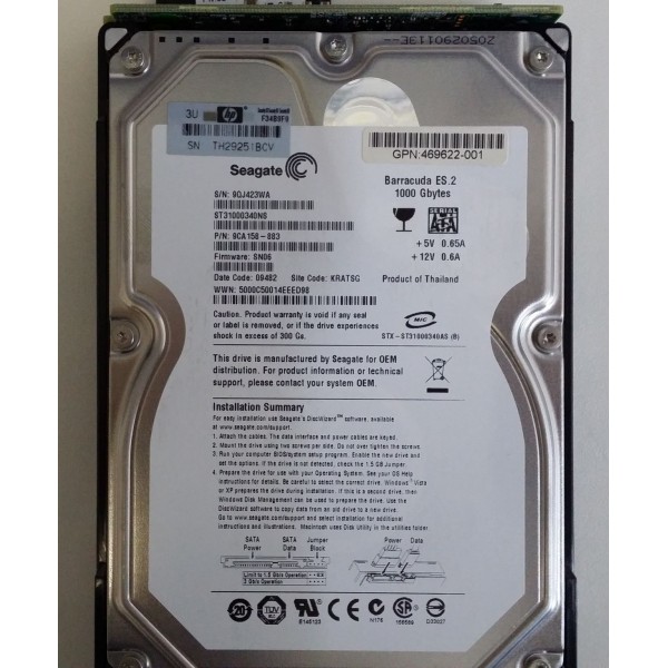 Hard Disk HP 9CA158-883 SATA 3.5" 1000 Gigas 7200 Rpm