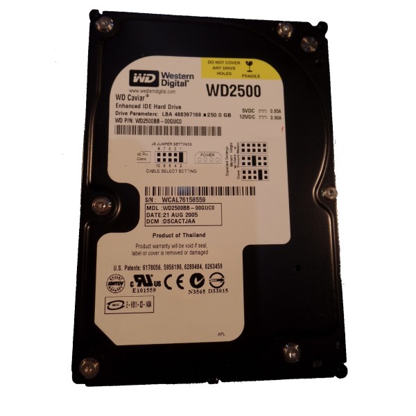 Disque dur WD WD2500BB-00GUC0 PATA-IDE 3.5" 250 Gigas 7200 Rpm