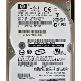 Disque Dur Hp SAS 2.5 10Krpm 72 Gb 443177-001