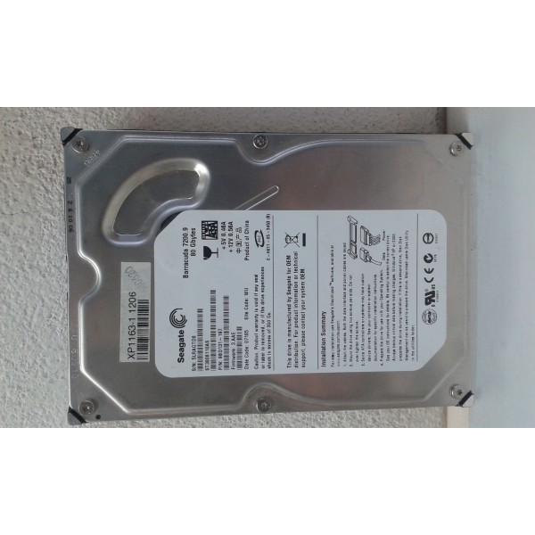 Disque dur SEAGATE ST3808110AS SATA 3.5" 80 Gigas 7200 Rpm