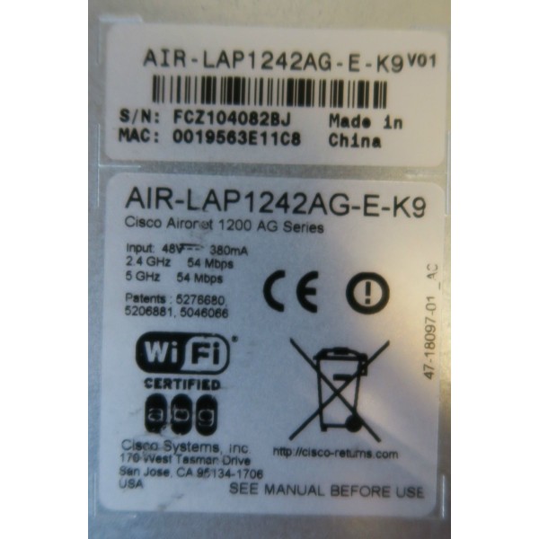 Réseau divers CISCO AIR-AP1242AG-I-K9 NO PSU