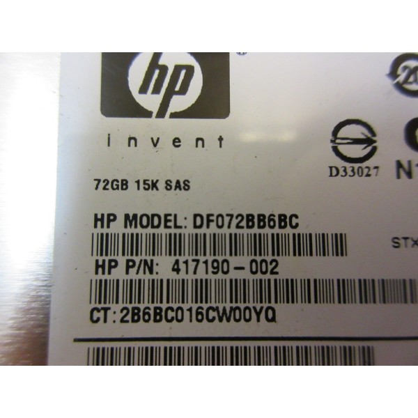 Hard Disk HP DF072BB6BC SAS 3.5" 72 Gigas 15 Krpm