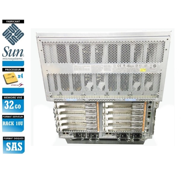 SERVEUR SUN M5000 4 x Quad Core SPARC VI 32 Gigas 2.5" Rack 10U