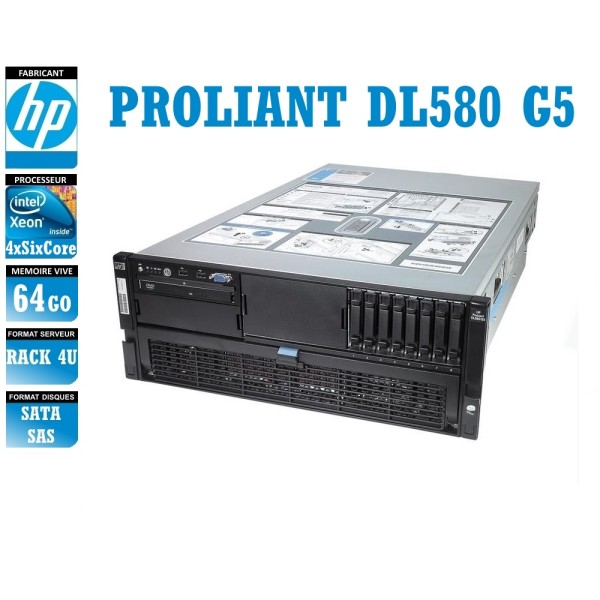 SERVEUR HP Proliant DL580 G5 4 x Xeon Six Core E7450 64 Gigas Rack 4U