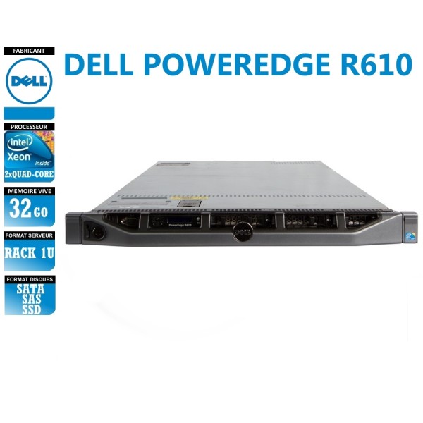 Serveur DELL Poweredge R610 2 x Xeon Quad Core E5620 SATA-SAS-SSD