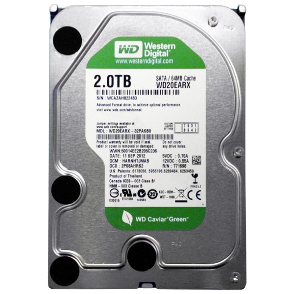 Disque Dur WD SATA 3.5 7200 Rpm 2000 Gb WD20EARX