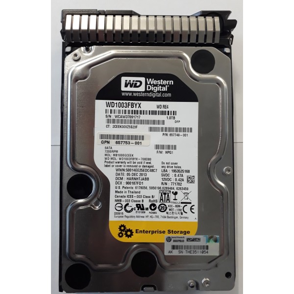 Hard Drive HP 657749-001 SATA 3.5" 1000 Gigas 7200 Rpm