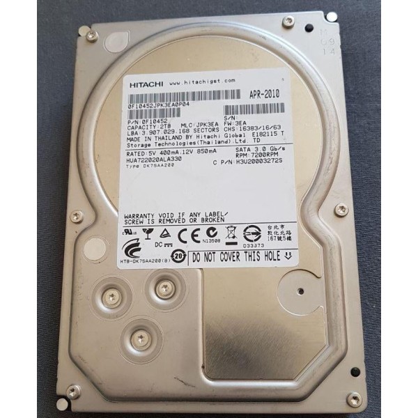 Disque Dur HITACHI SATA 3.5 7200 Rpm 2000 Gb HUA722020ALA330