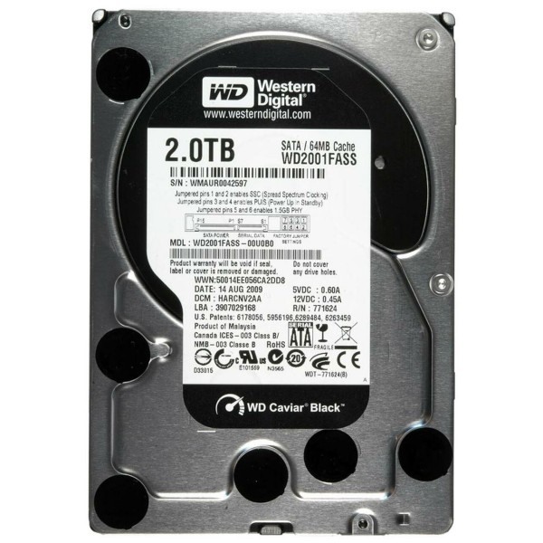 Disque Dur WD SATA 3.5 7200 Rpm 2000 Gb WD2001FASS