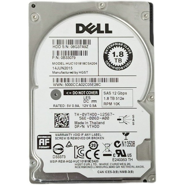 "DELL VTHDD 1800GB 2.5"" SAS HDD | Usado"