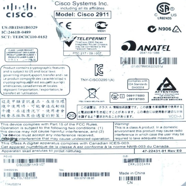 Used Router CISCO2911/K9 CISCO serveur-occasion.com
